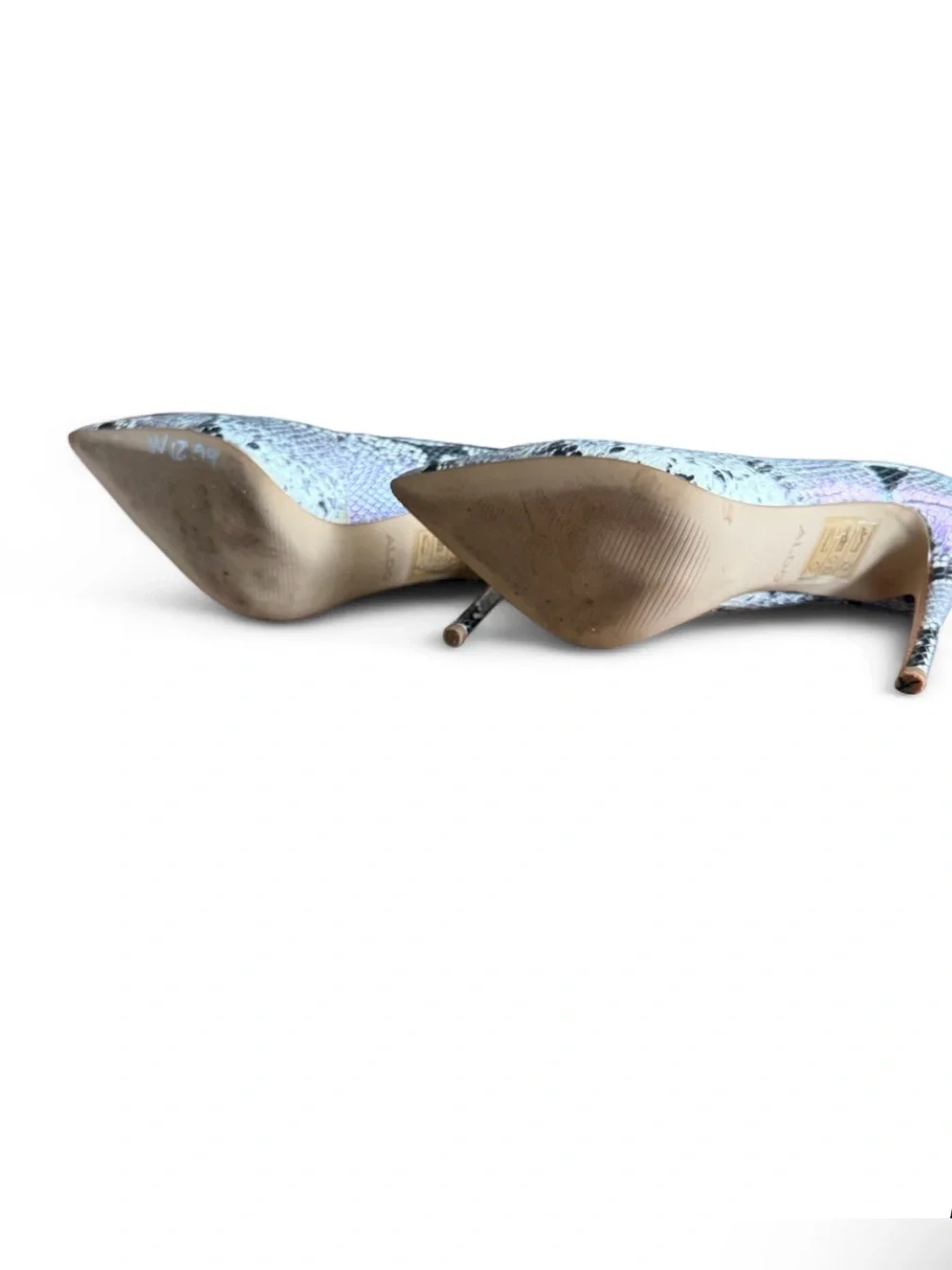 Aldo Lavender & Black Snake-Print Pointed Stiletto Heels